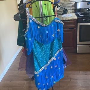 Blue flapper fringe unitard